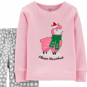 CARTER'S Girl "Fleece Navidad" PJs Top 5 NWT